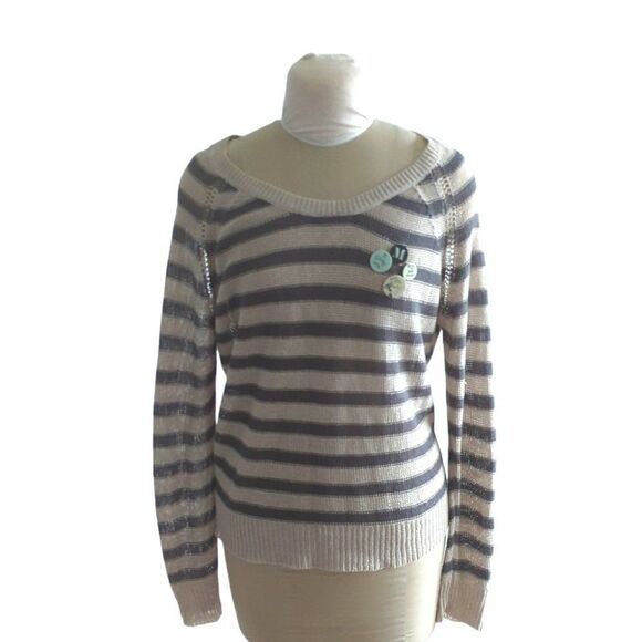 Scotch & Soda Maison Scotch La Femme Selon Marie Striped Crew Neck Sweater - Picture 2 of 5